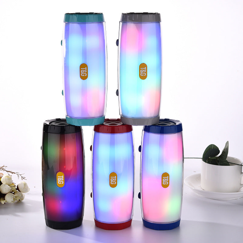 TG165C Bluetooth Speaker LED Lantern PU Leather Craft Card Radio Portable Subwoofer Audio TWS Couplet