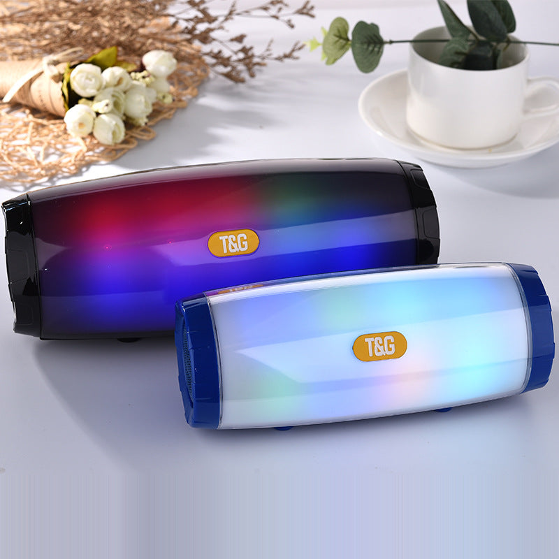 TG165C Bluetooth Speaker LED Lantern PU Leather Craft Card Radio Portable Subwoofer Audio TWS Couplet