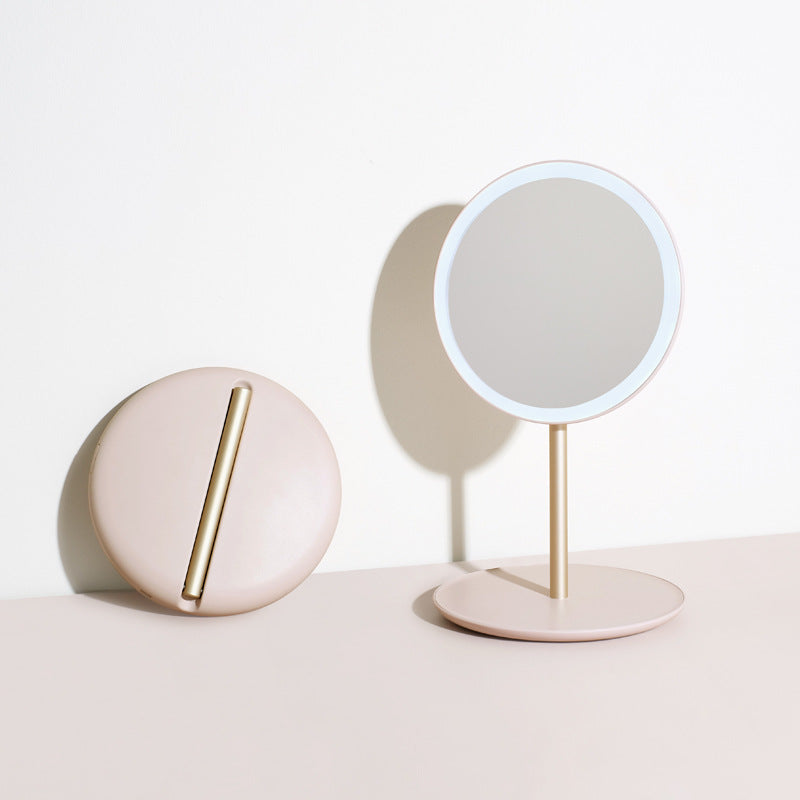 Direct out of the origin LED folding travel makeup mirror business travel portable charging accompanying boarding supplementary light makeup mirror