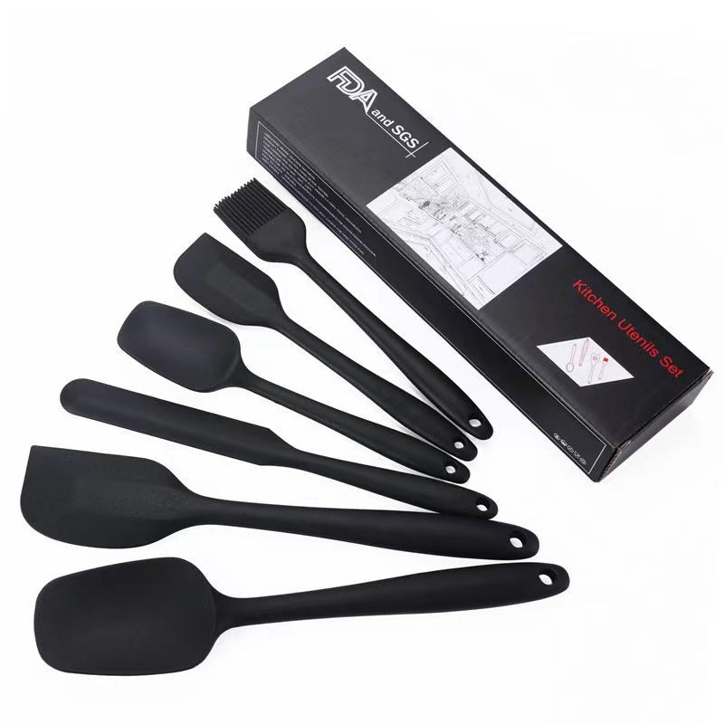 Kitchen baking room cream spatula silicone 6-piece set baking scraper silicone brush baking set small scraper
