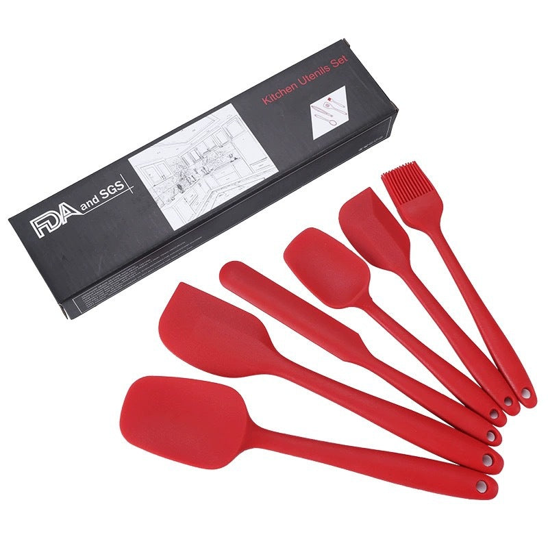 Kitchen baking room cream spatula silicone 6-piece set baking scraper silicone brush baking set small scraper