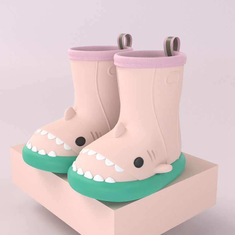 Cartoon shark children's rain boots girls baby non-slip rain boots children's cute water shoes waterproof children's rubber shoes