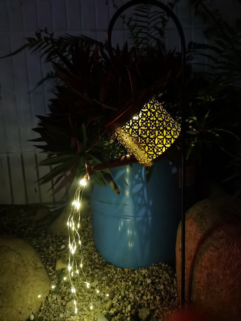 Amazon solar hollow shower kettle lamp outdoor shower kettle running water lamp wrought iron solar shower lamp