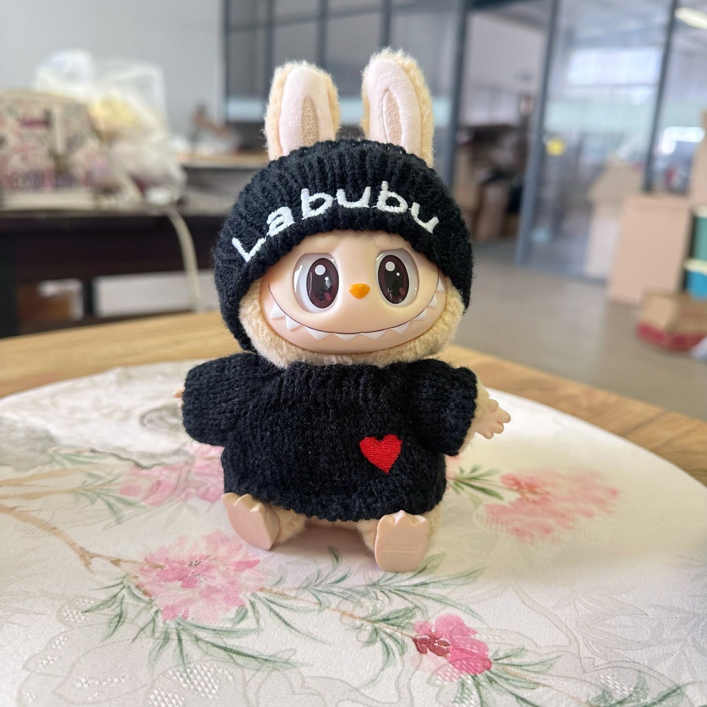 17cm Labubu doll clothes set labubu sitting party series love sweater hat clothes