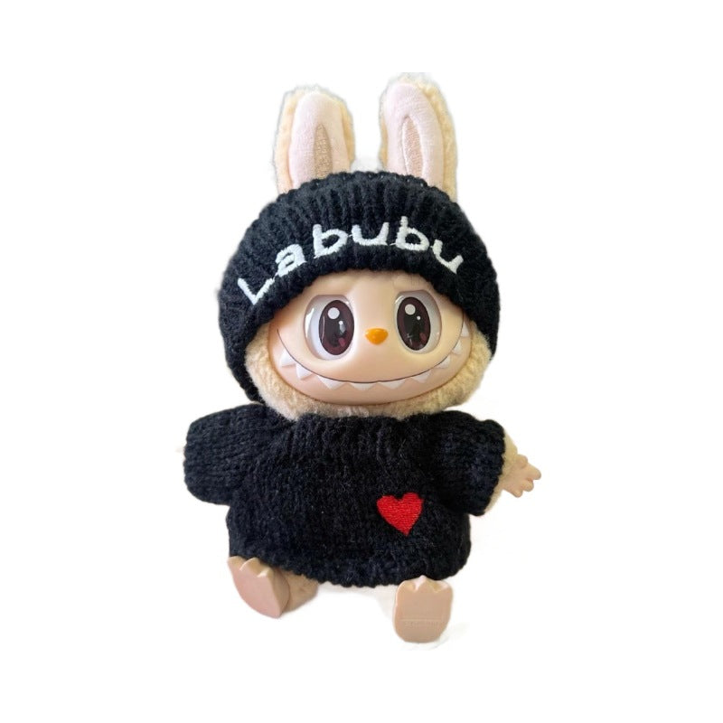 17cm Labubu doll clothes set labubu sitting party series love sweater hat clothes