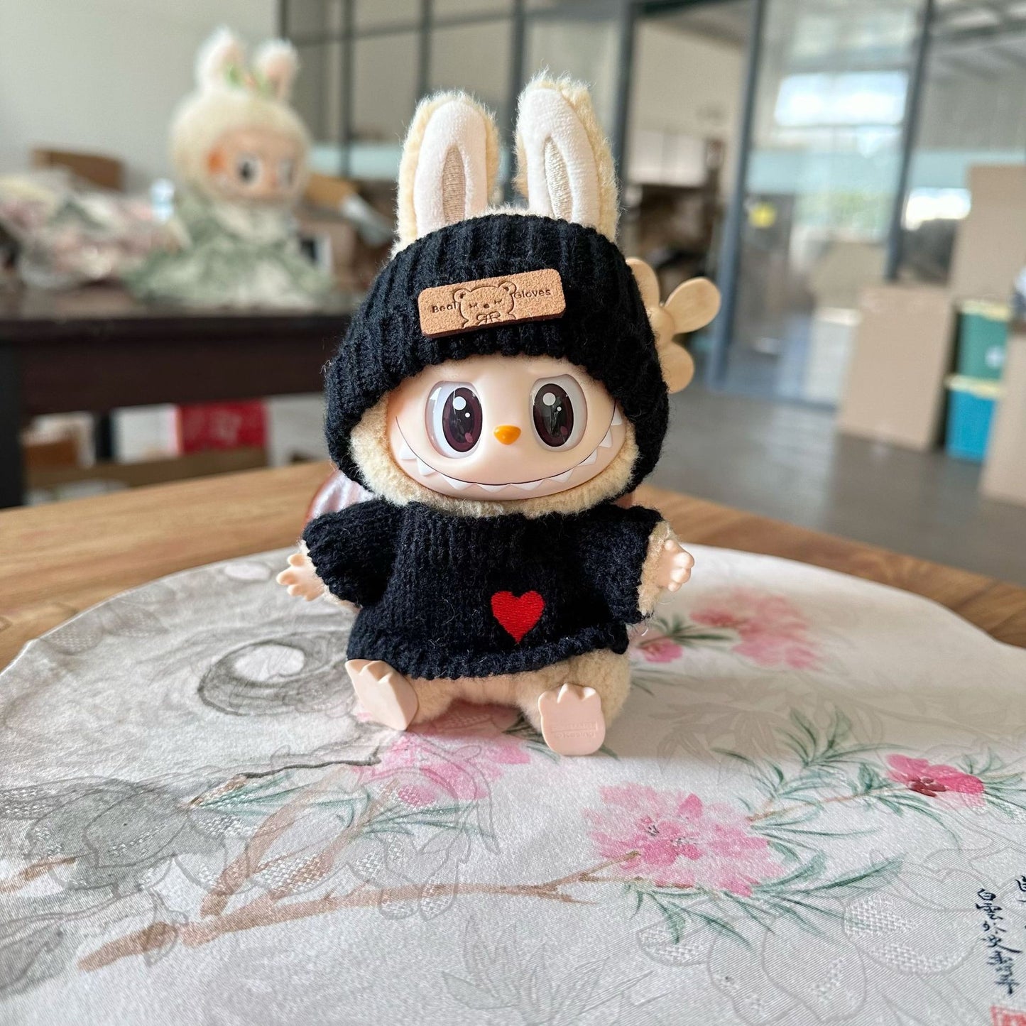 17cm Labubu doll clothes set labubu sitting party series love sweater hat clothes