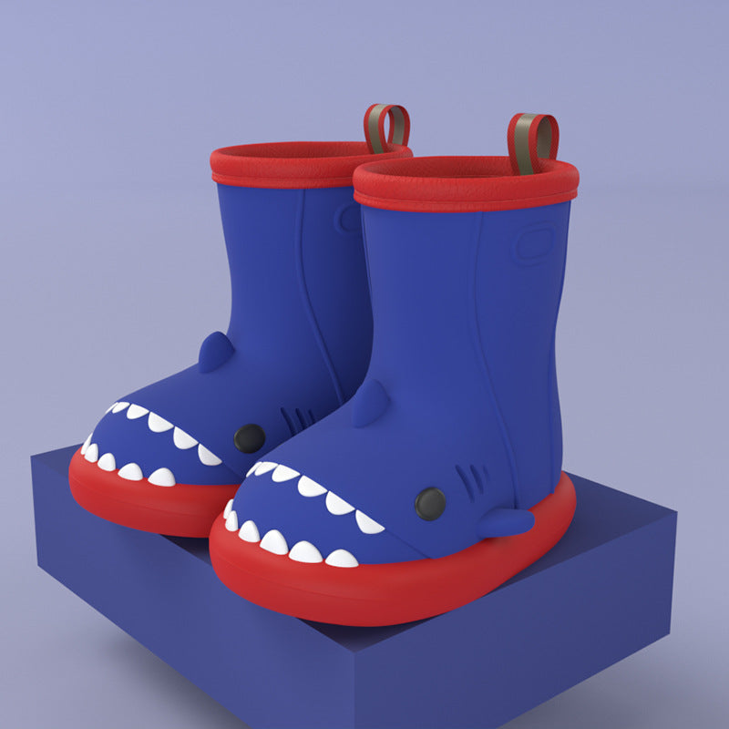 Cartoon shark children's rain boots girls baby non-slip rain boots children's cute water shoes waterproof children's rubber shoes