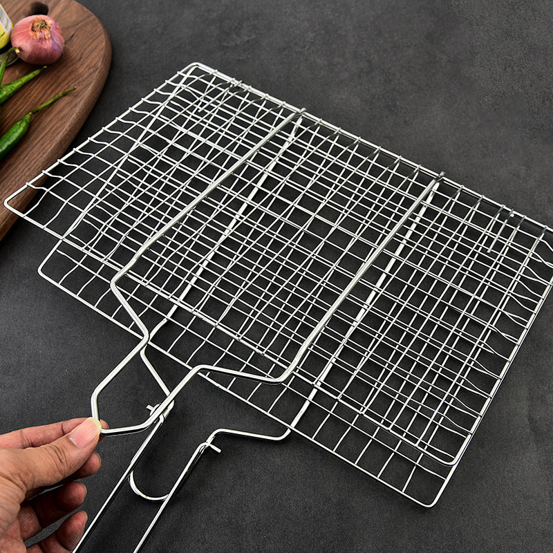 304 stainless steel folding grill net disassembly portable bbq grill net clip grilled fish net vegetable rack grilling tools