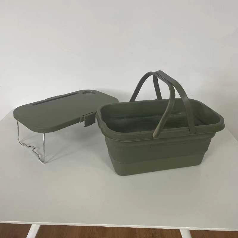 Outdoor camping supplies picnic basket with table foldable portable shopping basket multifunctional picnic table folding bucket