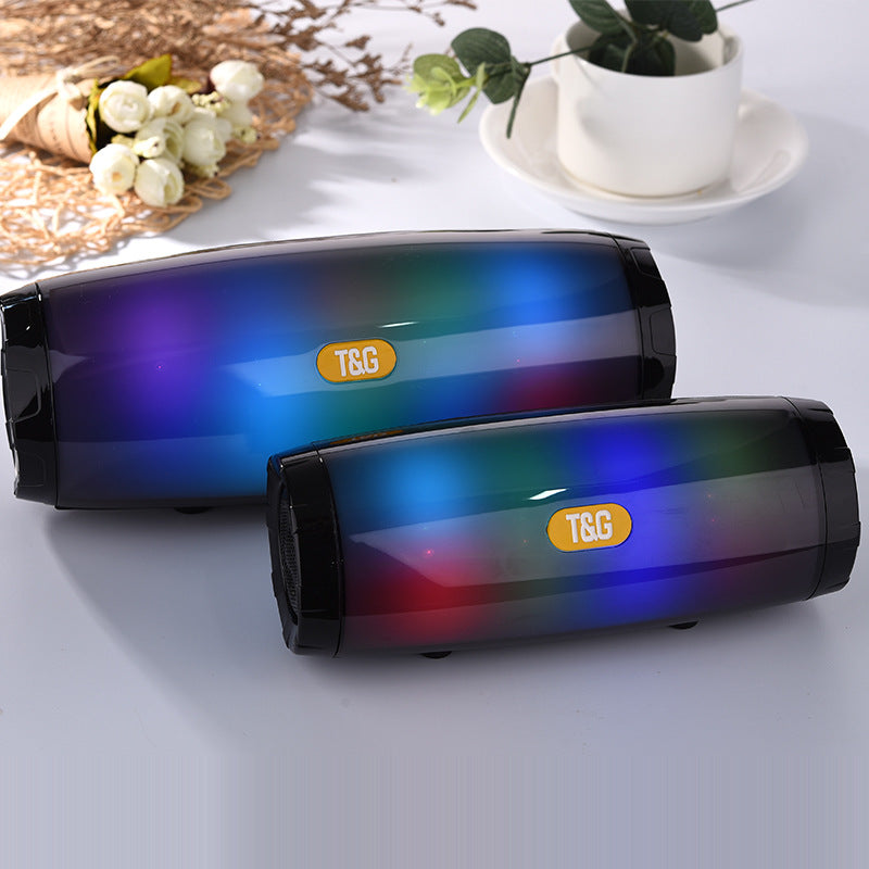 TG165C Bluetooth Speaker LED Lantern PU Leather Craft Card Radio Portable Subwoofer Audio TWS Couplet