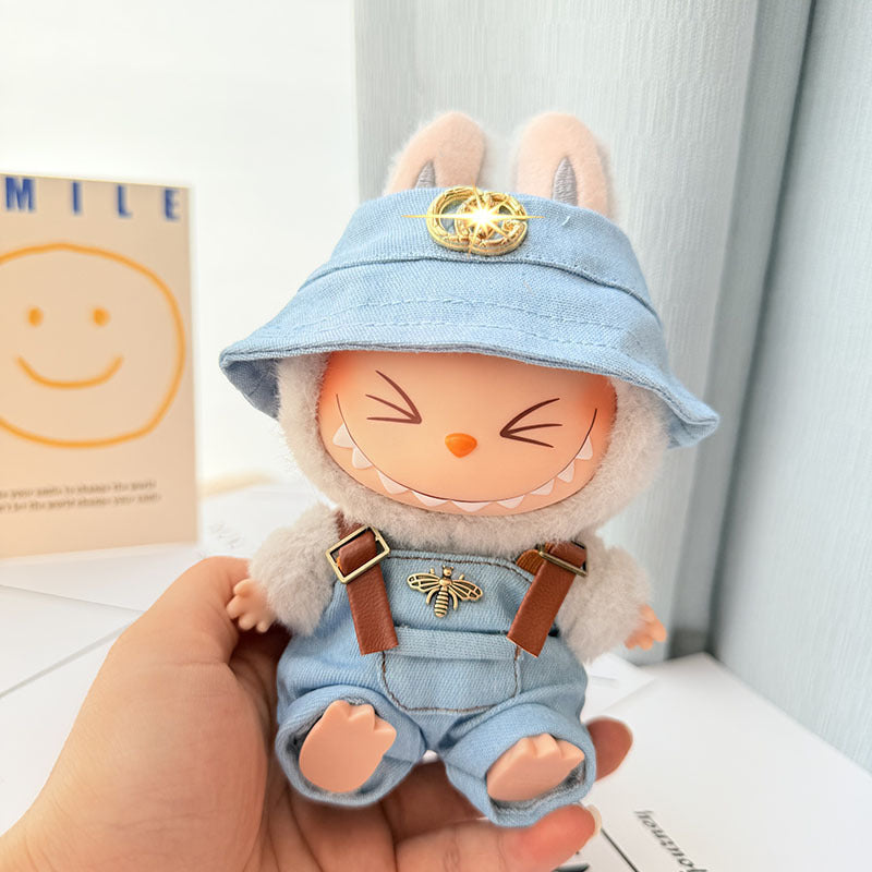 Only baby clothes] One, two and three generations of labubu labubu vinyl blind box pendant baby clothes brown pink GG suit
