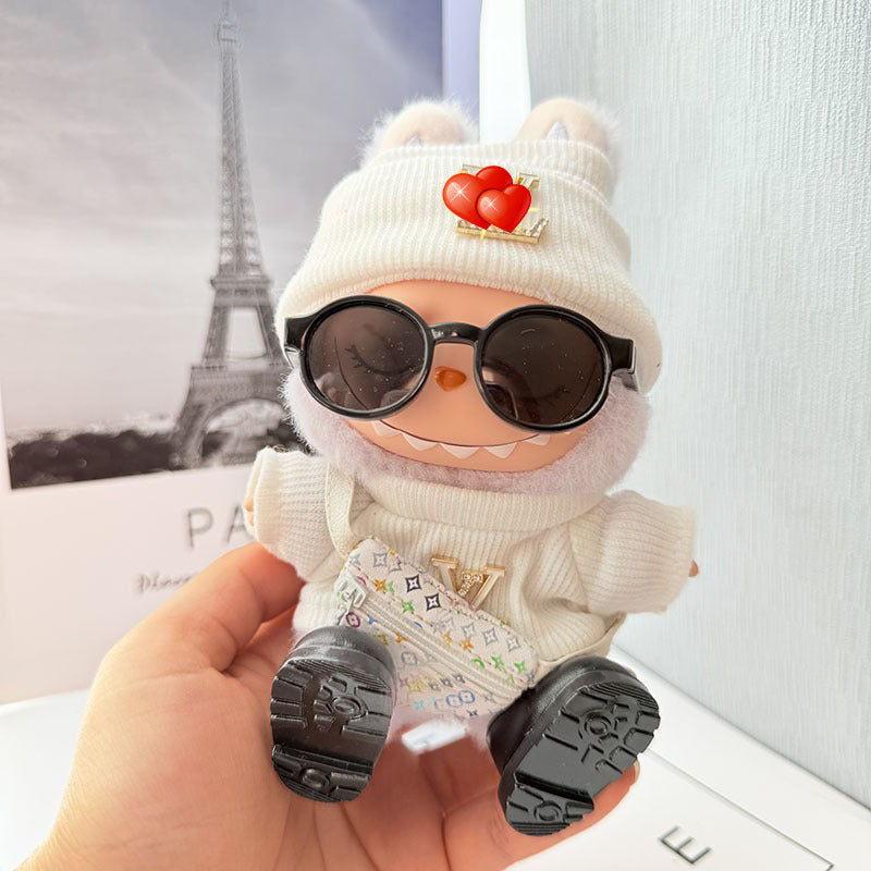 Only baby clothes] One, two and three generations of labubu labubu vinyl blind box pendant baby clothes brown pink GG suit