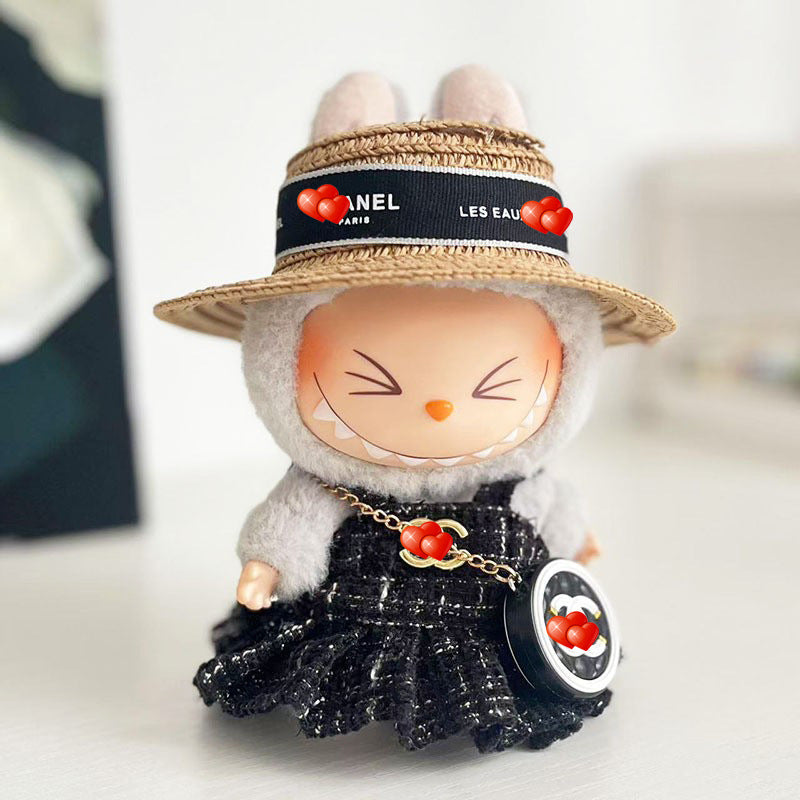 Only baby clothes] One, two and three generations of labubu labubu vinyl blind box pendant baby clothes brown pink GG suit