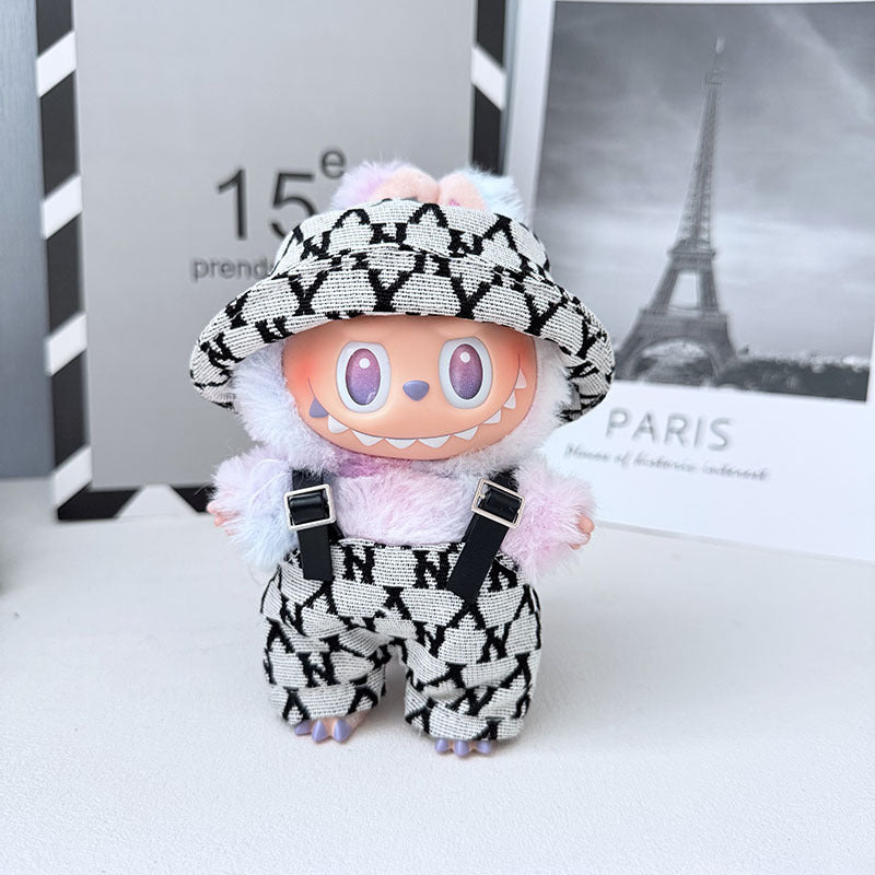 Only baby clothes] One, two and three generations of labubu labubu vinyl blind box pendant baby clothes brown pink GG suit