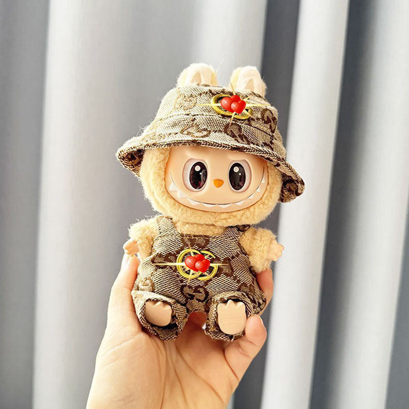 Only baby clothes] One, two and three generations of labubu labubu vinyl blind box pendant baby clothes brown pink GG suit