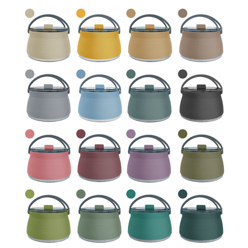 New camping portable silicone folding kettle outdoor compressible folding pot travel silicone kettle