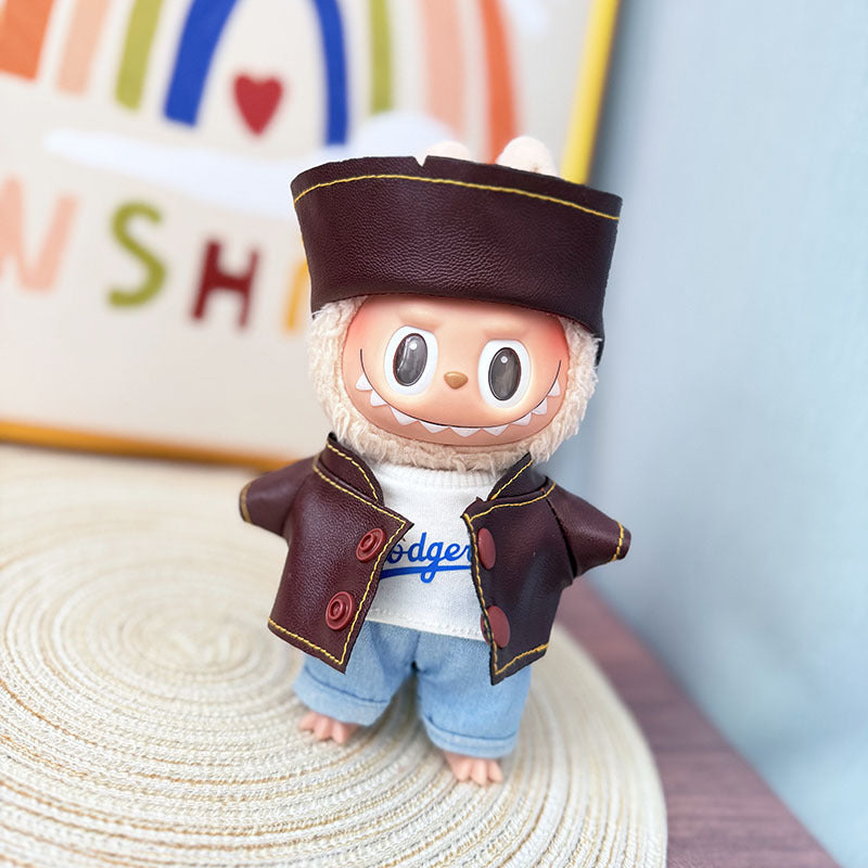 Only baby clothes] One, two and three generations of labubu labubu vinyl blind box pendant baby clothes brown pink GG suit
