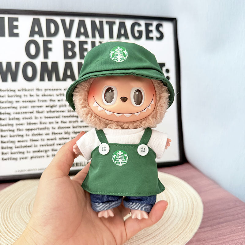 Only baby clothes] One, two and three generations of labubu labubu vinyl blind box pendant baby clothes brown pink GG suit