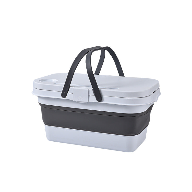 Outdoor camping supplies picnic basket with table foldable portable shopping basket multifunctional picnic table folding bucket