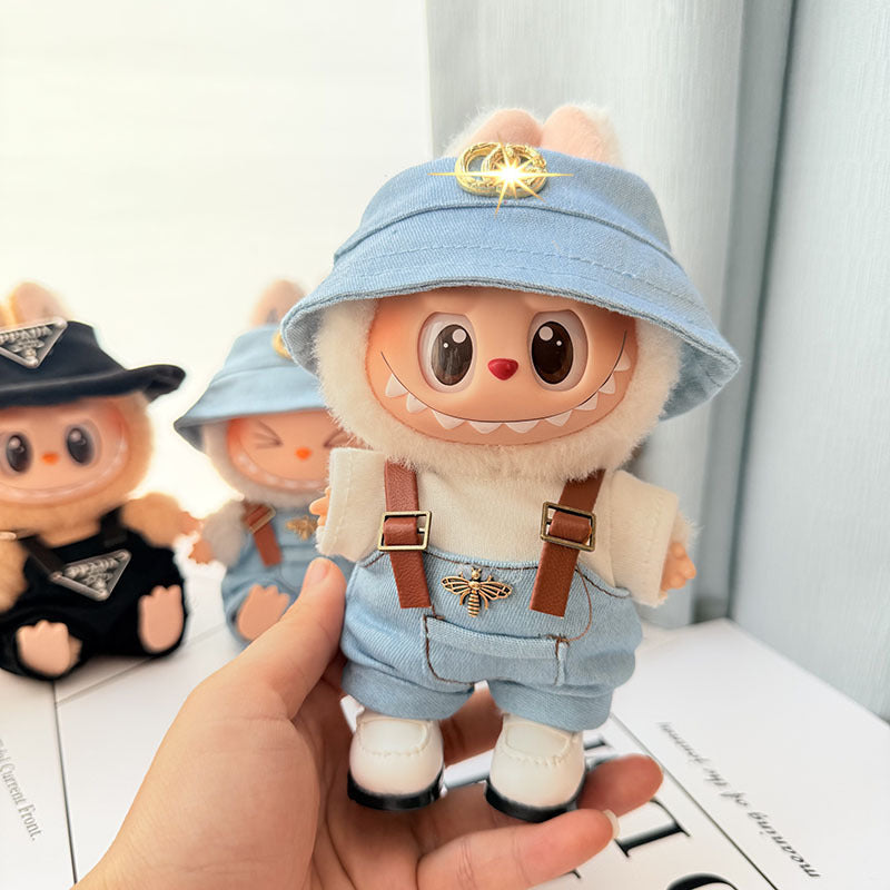 Only baby clothes] One, two and three generations of labubu labubu vinyl blind box pendant baby clothes brown pink GG suit