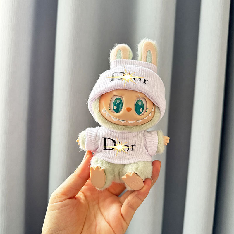 Only baby clothes] One, two and three generations of labubu labubu vinyl blind box pendant baby clothes brown pink GG suit
