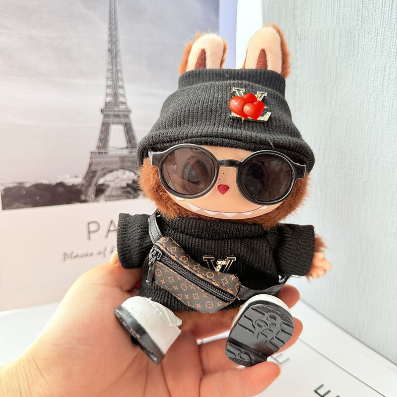 Only baby clothes] One, two and three generations of labubu labubu vinyl blind box pendant baby clothes brown pink GG suit