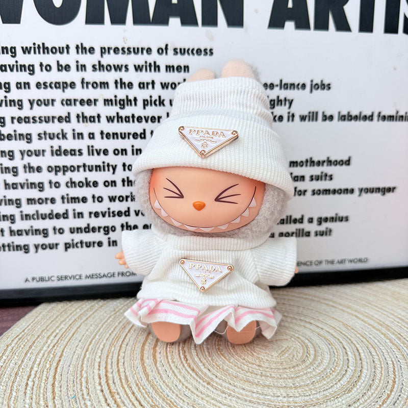 Only baby clothes] One, two and three generations of labubu labubu vinyl blind box pendant baby clothes brown pink GG suit
