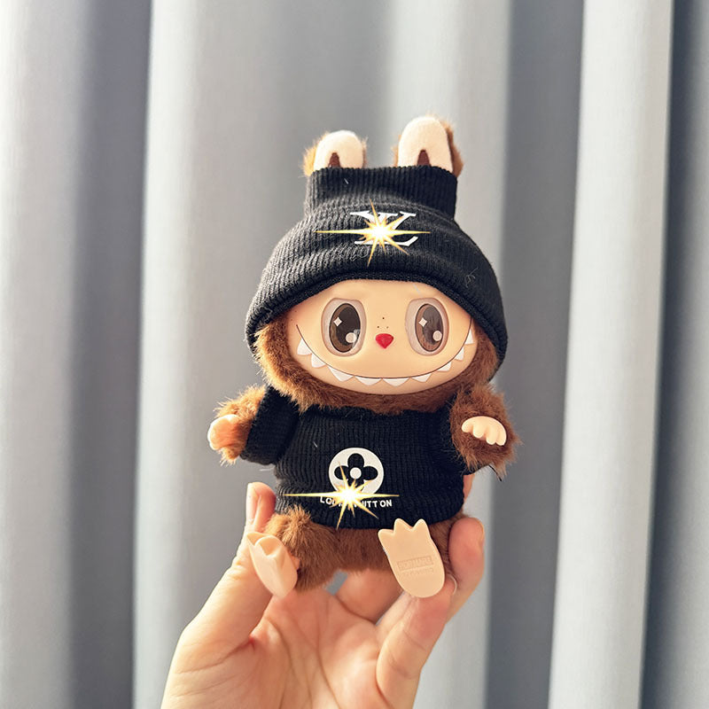 Only baby clothes] One, two and three generations of labubu labubu vinyl blind box pendant baby clothes brown pink GG suit