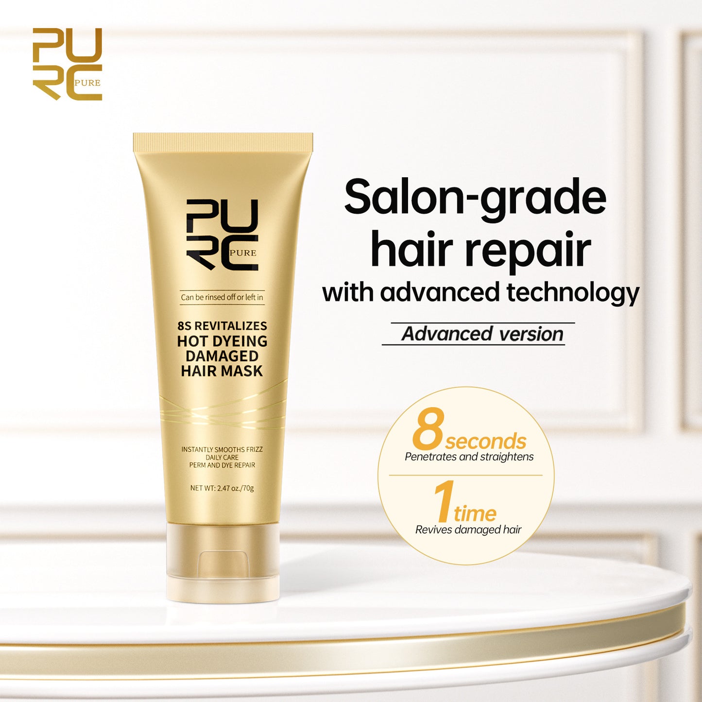 PURC no-steam, no-wash hair mask for charred hair, smooth and repair breakage, dryness and fluffy inverted mask, baking cream, conditioner