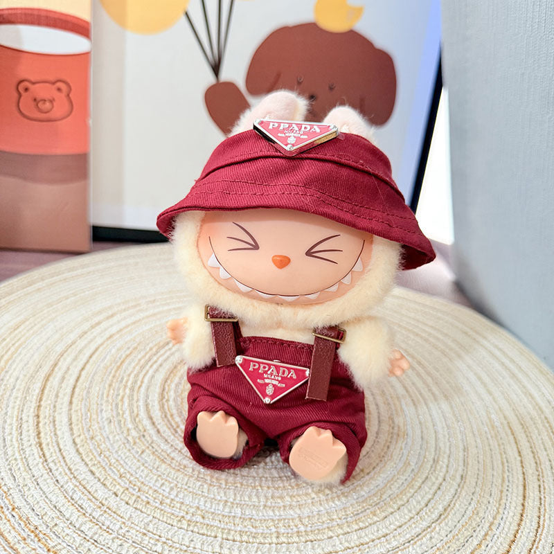 Only baby clothes] One, two and three generations of labubu labubu vinyl blind box pendant baby clothes brown pink GG suit