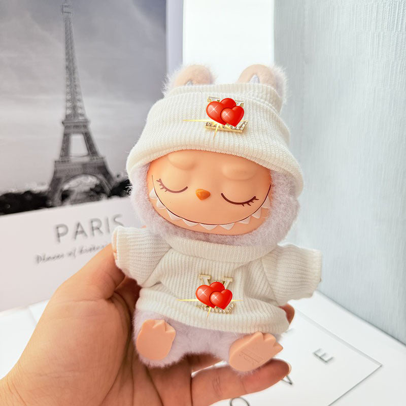 Only baby clothes] One, two and three generations of labubu labubu vinyl blind box pendant baby clothes brown pink GG suit
