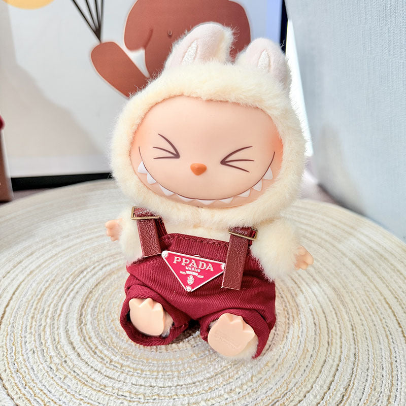 Only baby clothes] One, two and three generations of labubu labubu vinyl blind box pendant baby clothes brown pink GG suit