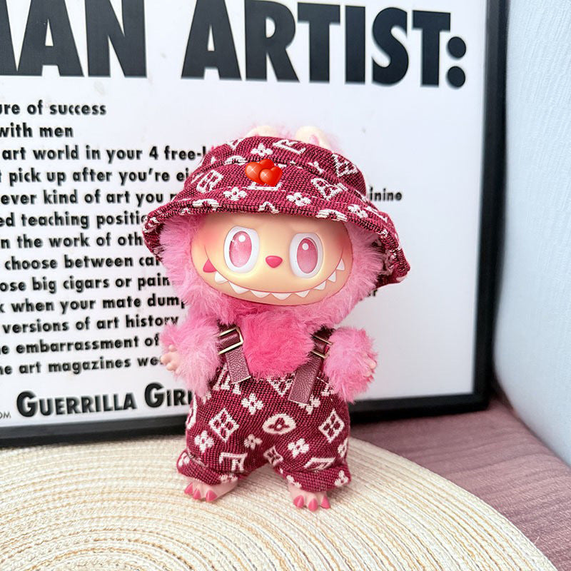 Only baby clothes] One, two and three generations of labubu labubu vinyl blind box pendant baby clothes brown pink GG suit
