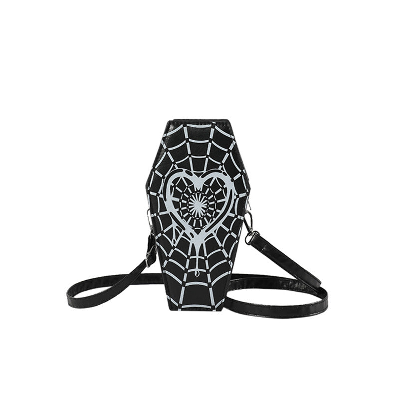 Cross-border 2024 new Halloween cross PU coffin bag European and American fashion personality funny shoulder messenger bag