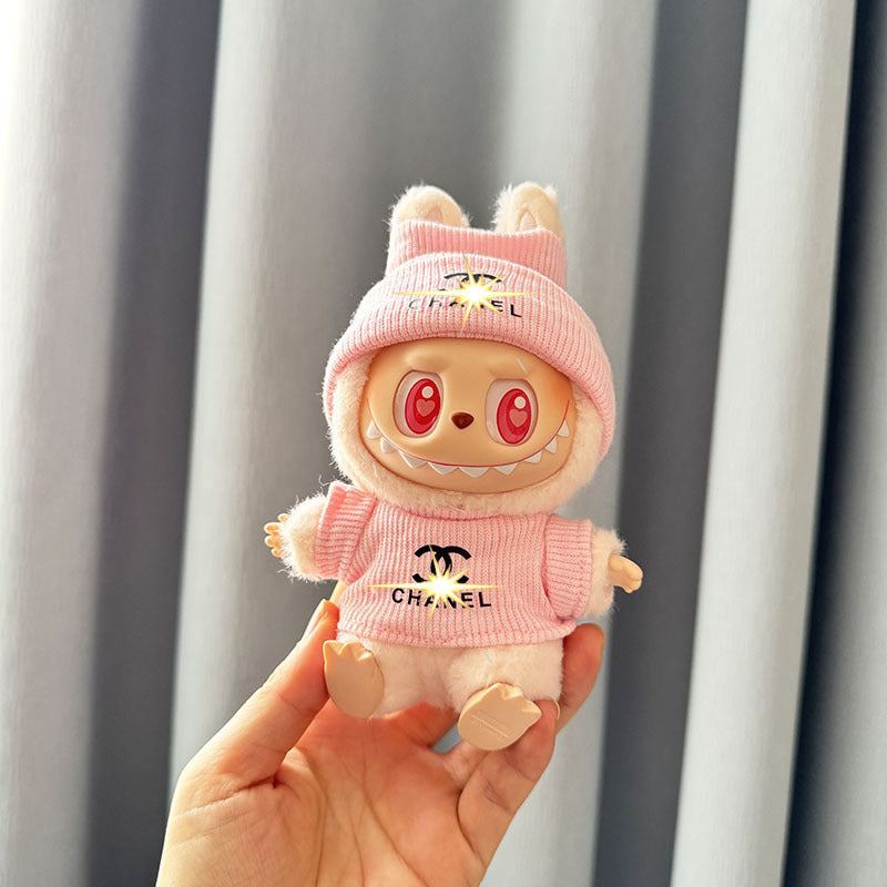 Only baby clothes] One, two and three generations of labubu labubu vinyl blind box pendant baby clothes brown pink GG suit