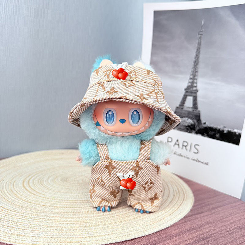 Only baby clothes] One, two and three generations of labubu labubu vinyl blind box pendant baby clothes brown pink GG suit
