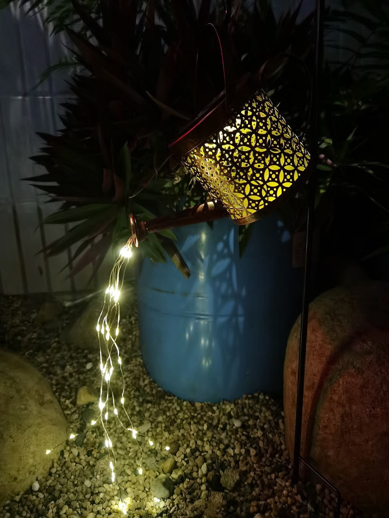 Amazon solar hollow shower kettle lamp outdoor shower kettle running water lamp wrought iron solar shower lamp