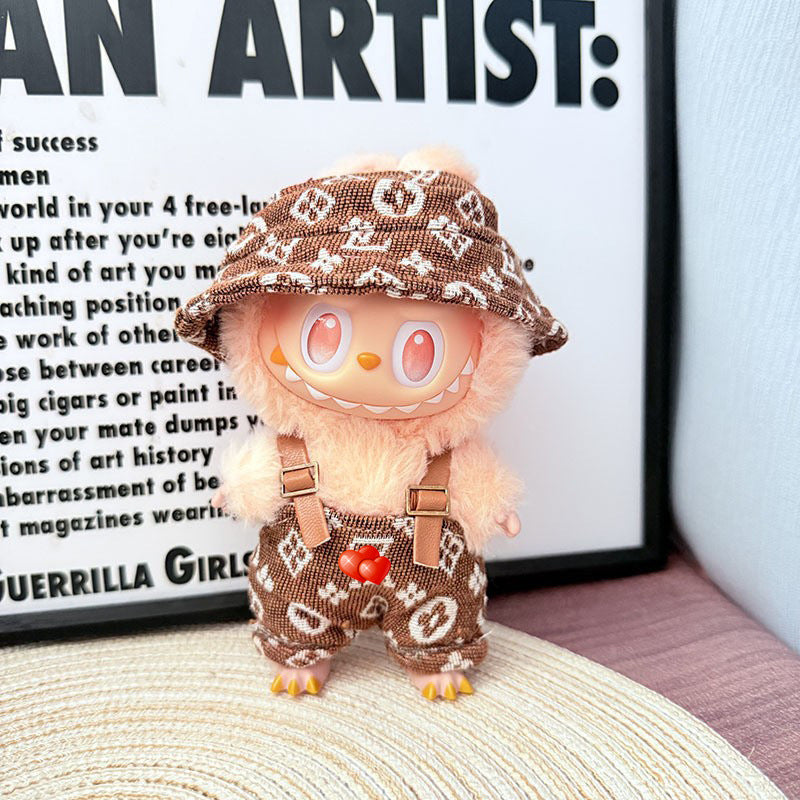 Only baby clothes] One, two and three generations of labubu labubu vinyl blind box pendant baby clothes brown pink GG suit