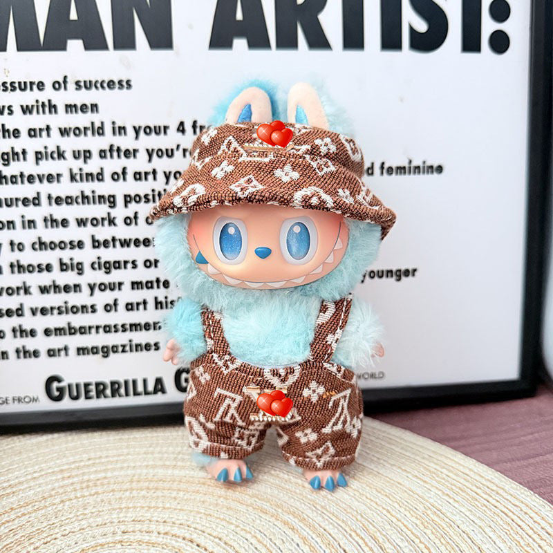Only baby clothes] One, two and three generations of labubu labubu vinyl blind box pendant baby clothes brown pink GG suit