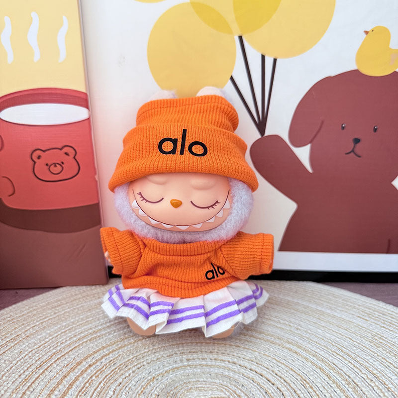 Only baby clothes] One, two and three generations of labubu labubu vinyl blind box pendant baby clothes brown pink GG suit
