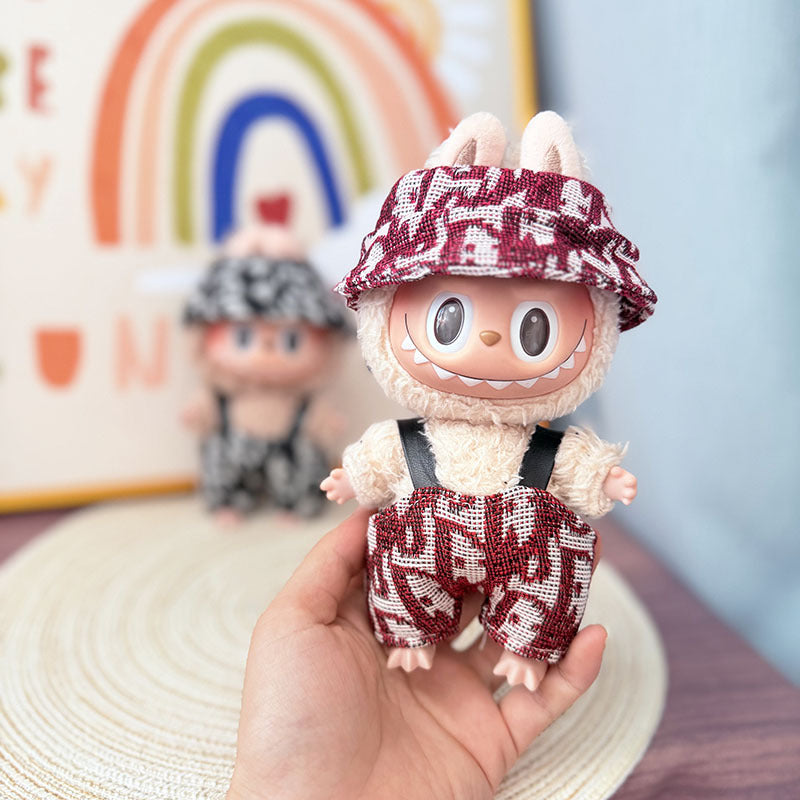 Only baby clothes] One, two and three generations of labubu labubu vinyl blind box pendant baby clothes brown pink GG suit