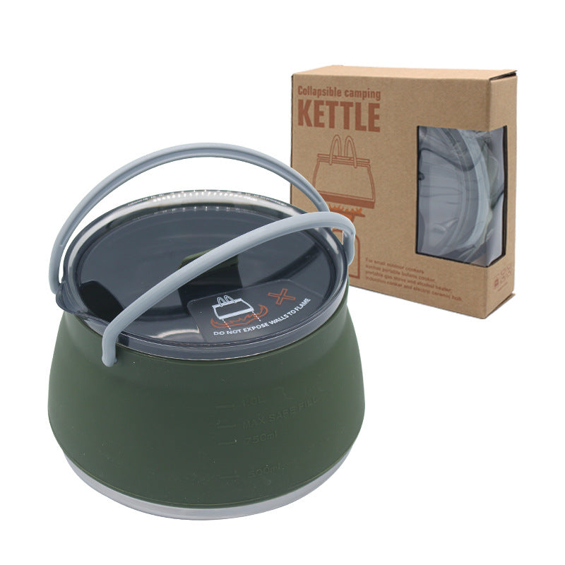 New camping portable silicone folding kettle outdoor compressible folding pot travel silicone kettle