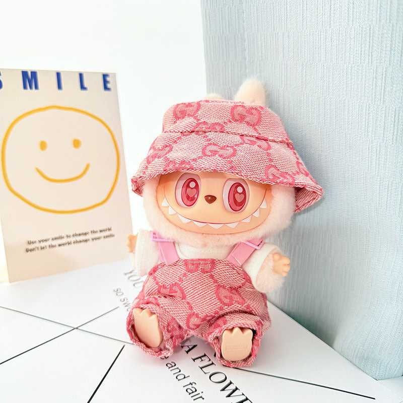 Only baby clothes] One, two and three generations of labubu labubu vinyl blind box pendant baby clothes brown pink GG suit