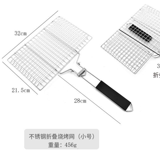 304 stainless steel folding grill net disassembly portable bbq grill net clip grilled fish net vegetable rack grilling tools