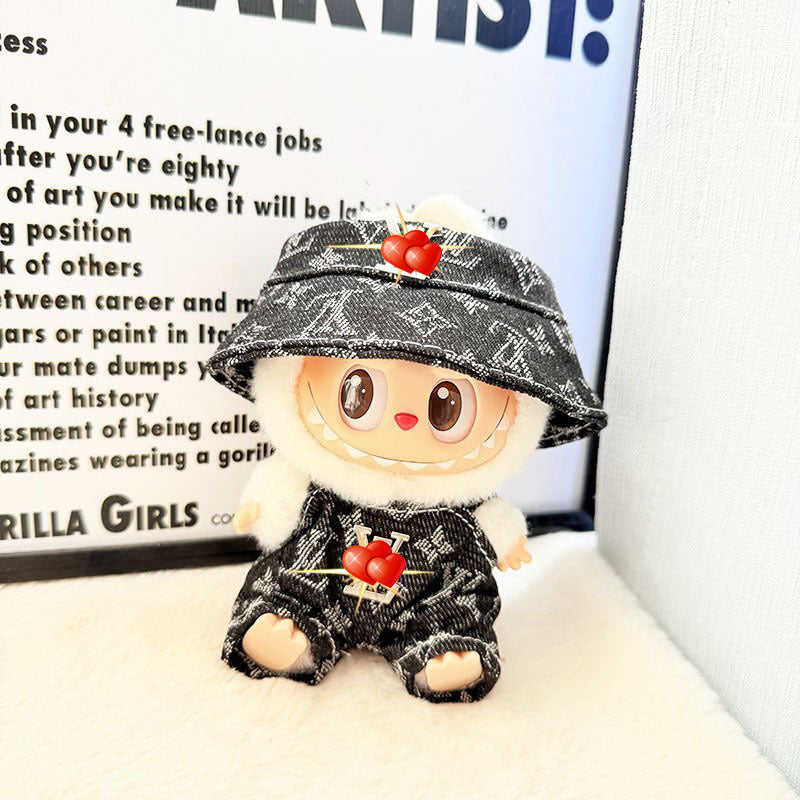 Only baby clothes] One, two and three generations of labubu labubu vinyl blind box pendant baby clothes brown pink GG suit