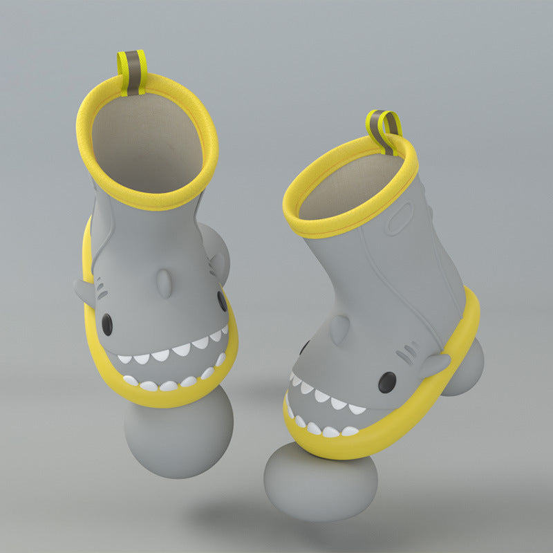 Cartoon shark children's rain boots girls baby non-slip rain boots children's cute water shoes waterproof children's rubber shoes