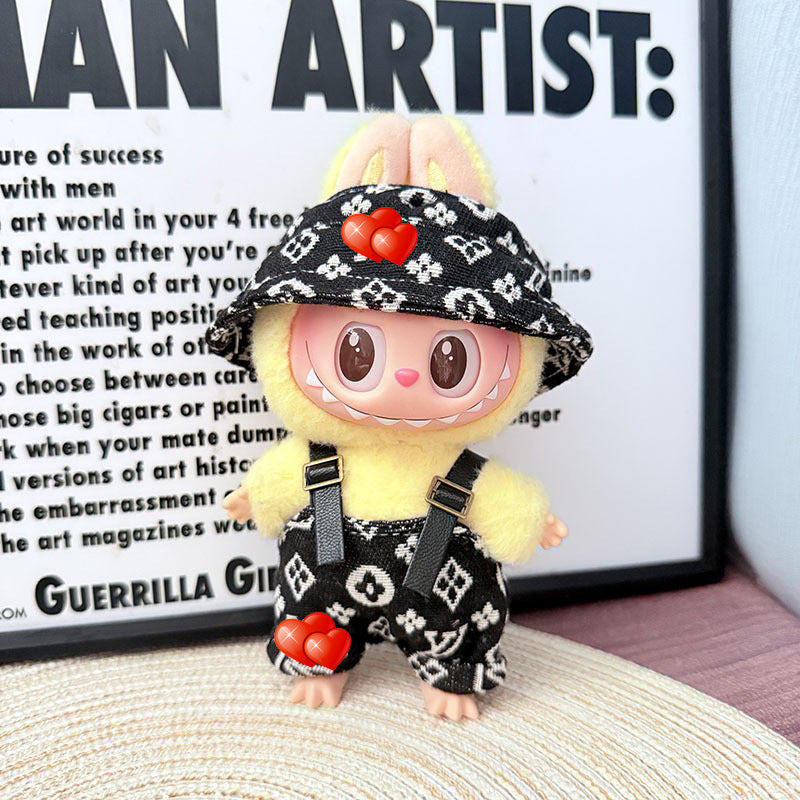 Only baby clothes] One, two and three generations of labubu labubu vinyl blind box pendant baby clothes brown pink GG suit