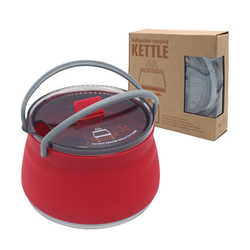 New camping portable silicone folding kettle outdoor compressible folding pot travel silicone kettle