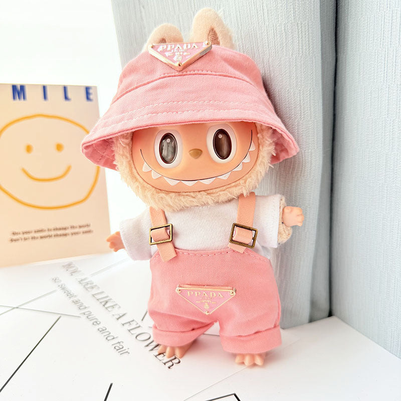Only baby clothes] One, two and three generations of labubu labubu vinyl blind box pendant baby clothes brown pink GG suit