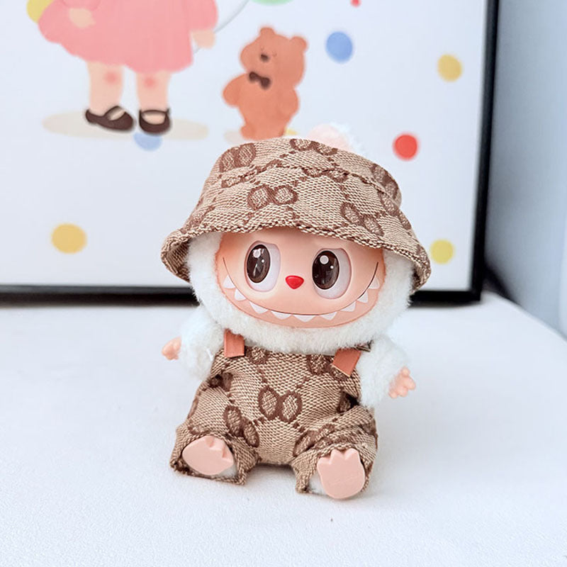 Only baby clothes] One, two and three generations of labubu labubu vinyl blind box pendant baby clothes brown pink GG suit